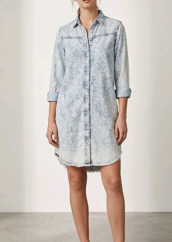 Light Wash Denim Shirt Dress