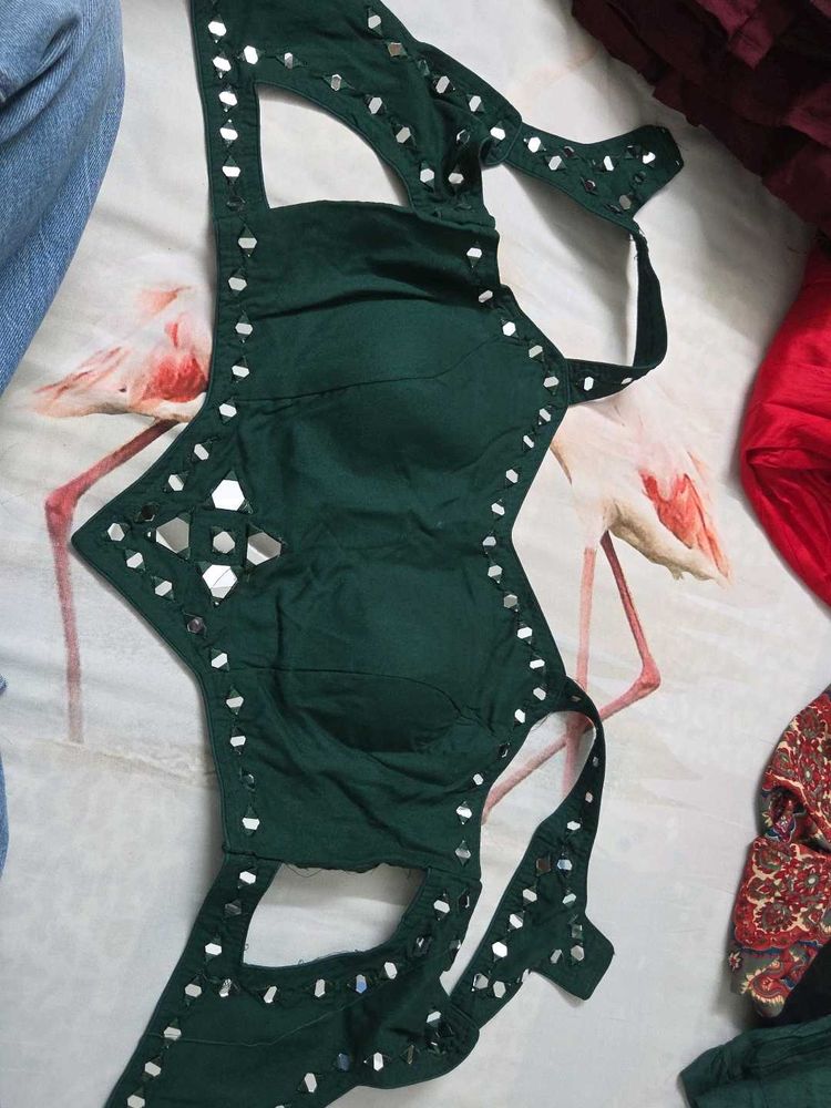 full set Embellished Green Ethnic Blouse