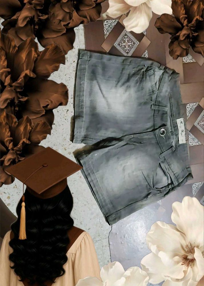 grey denim shorts