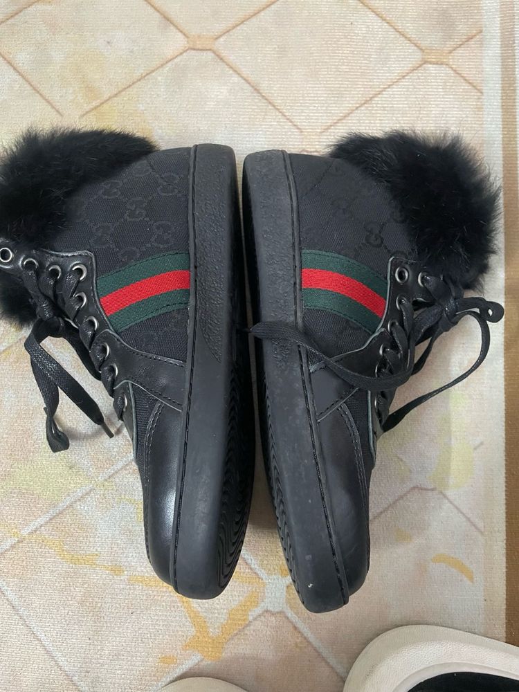 Gucci Fur Trim High-Top Sneakers
