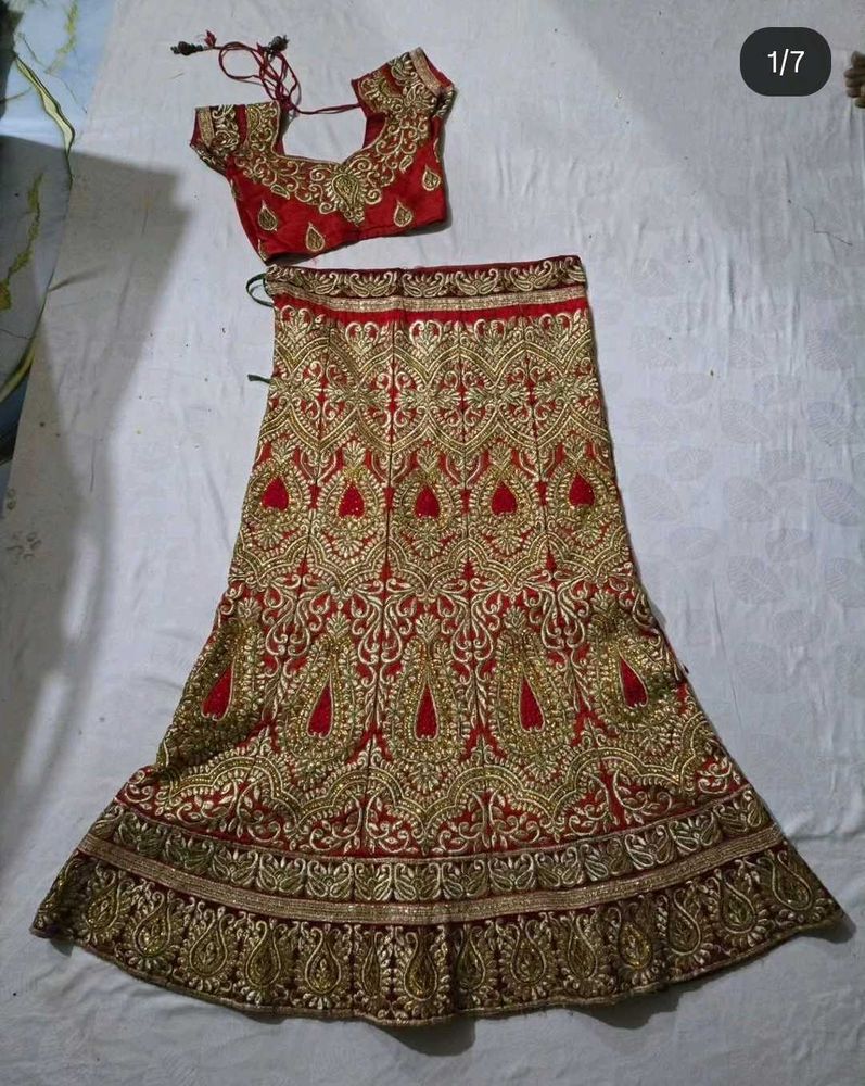 Red and Gold Embroidered Lehenga Choli