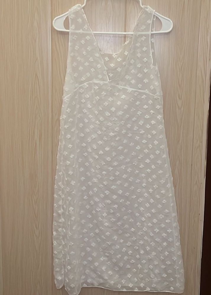 Sheer White Textured Dress