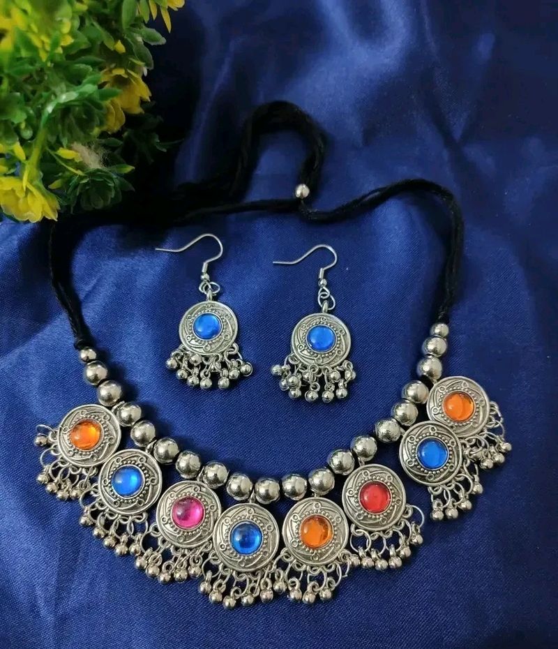 Unused Oxide Necklace With Beautiful Earings 💕
