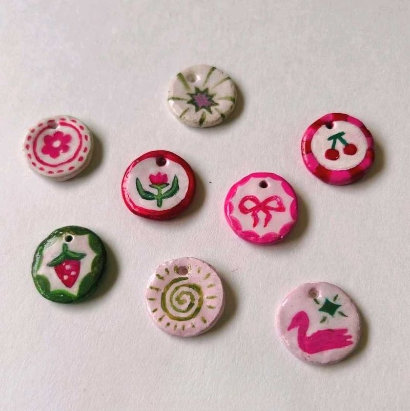 4× Coquette Clay Pendants