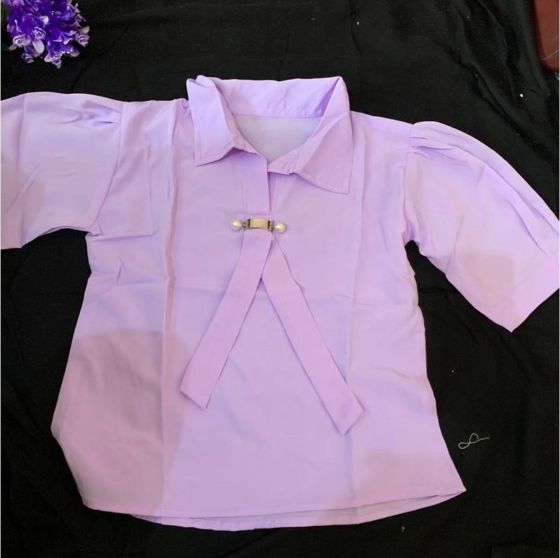 Lilac Bow Tie Blouse