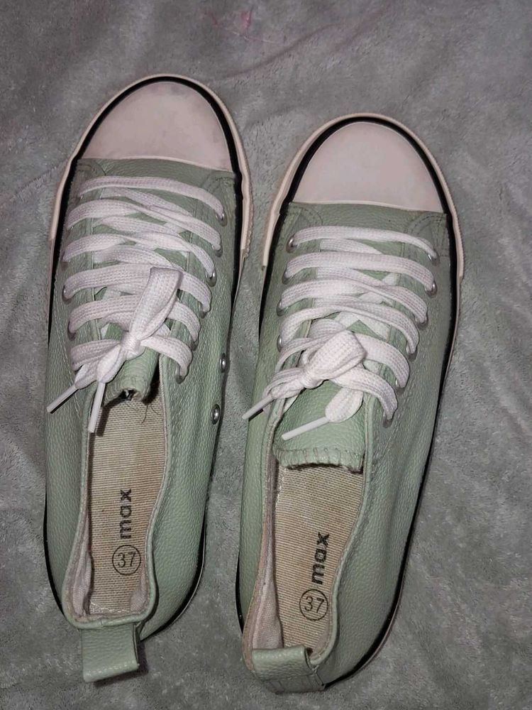 Mint Green Lace-Up Sneakers