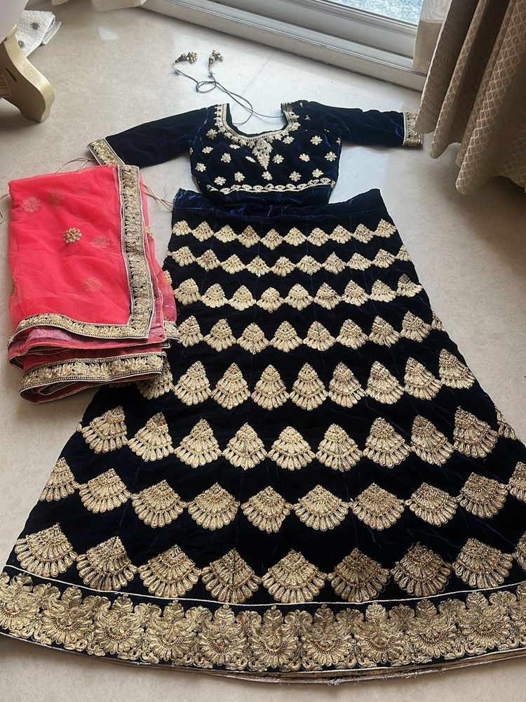 Elegant Velvet Lehenga Choli Set