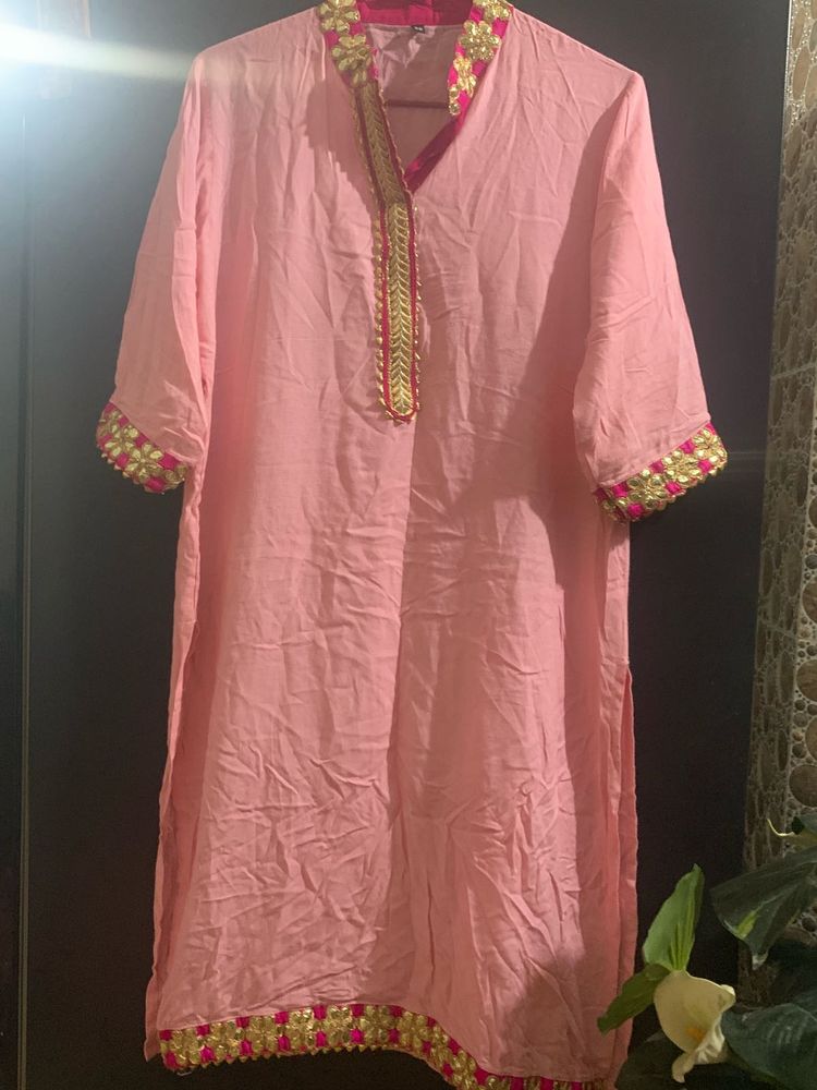 3 piece set  Pink kurta with sharara and dupatta