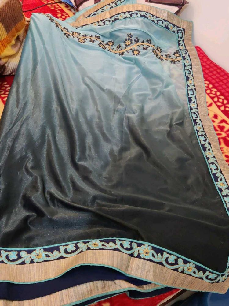 Elegant Ombre Saree with Embroidery