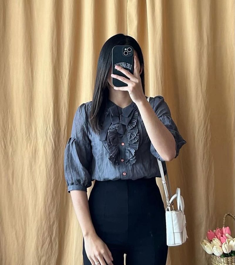 Ruffle Grey Shirt