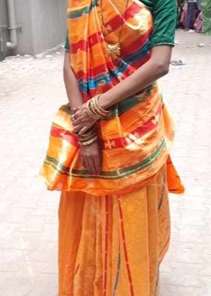 Orange &amp; Multicolor Saree
