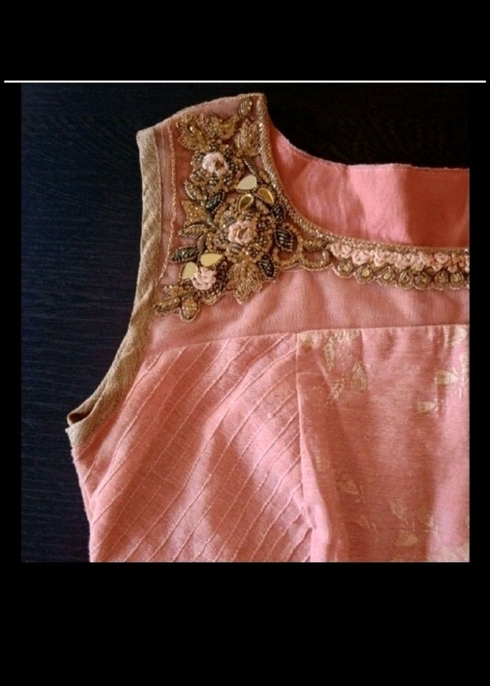 Long Ethnic Gown With Leggings And Dupatta