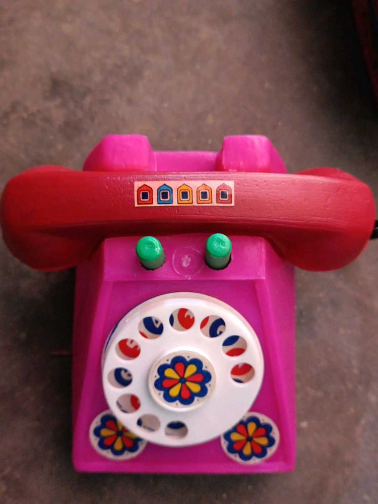 Vintage Pink Toy Rotary Phone
