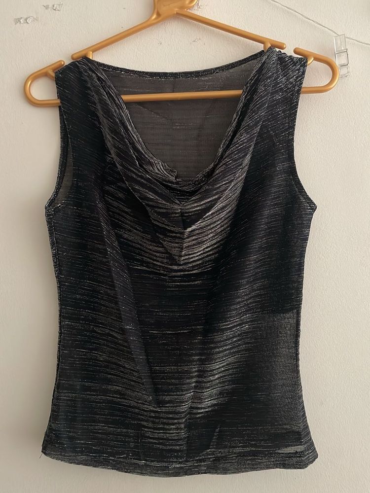 sparkle cowl neck party tank top!! 🪩