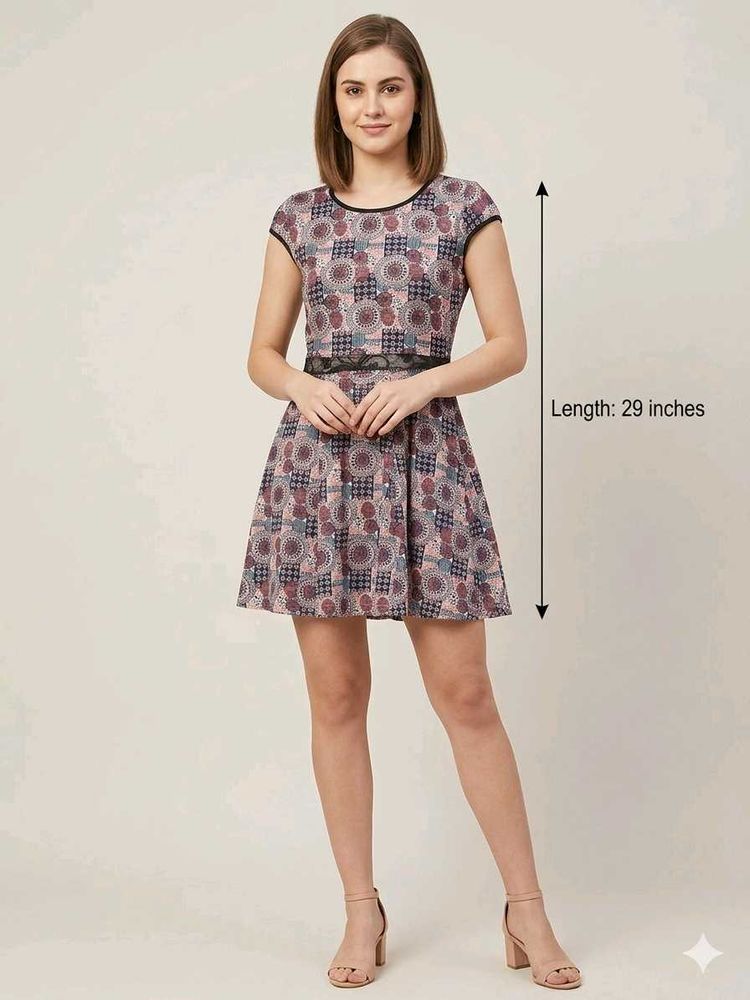Boho Print Flared Dress