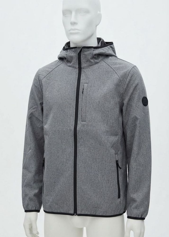 pull&amp;bear Men's Grey Hooded Softshell Jacket