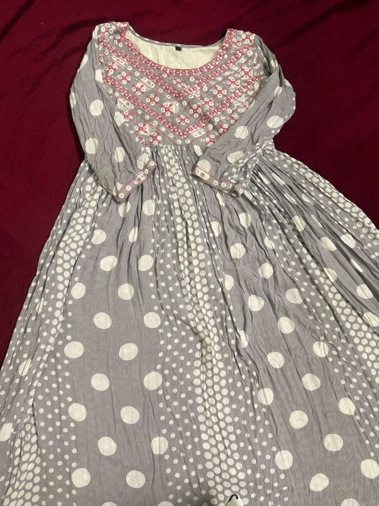 Chic Polka Dot Ethnic Gown