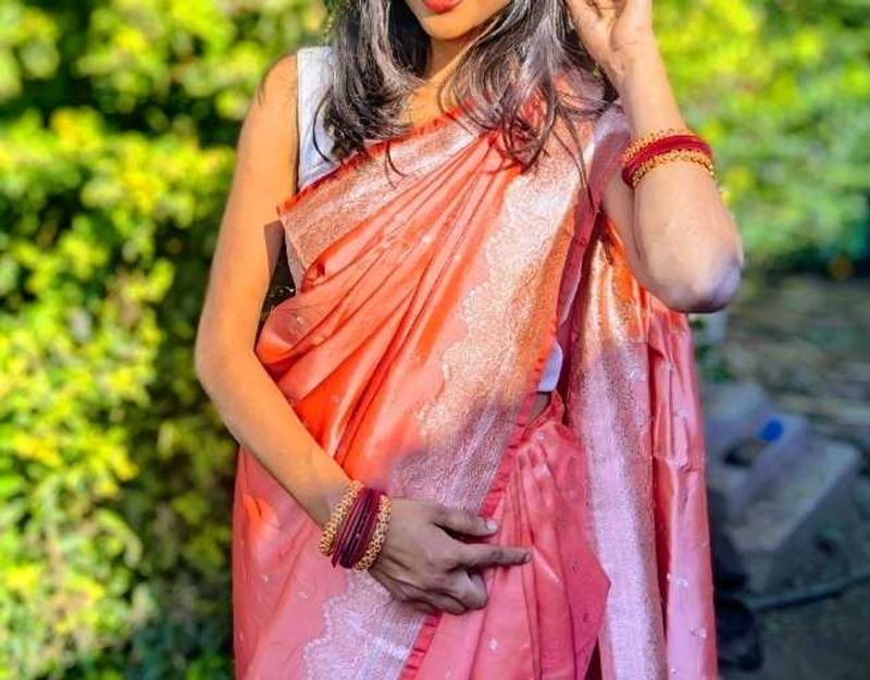 Elegant Peach Silk Saree