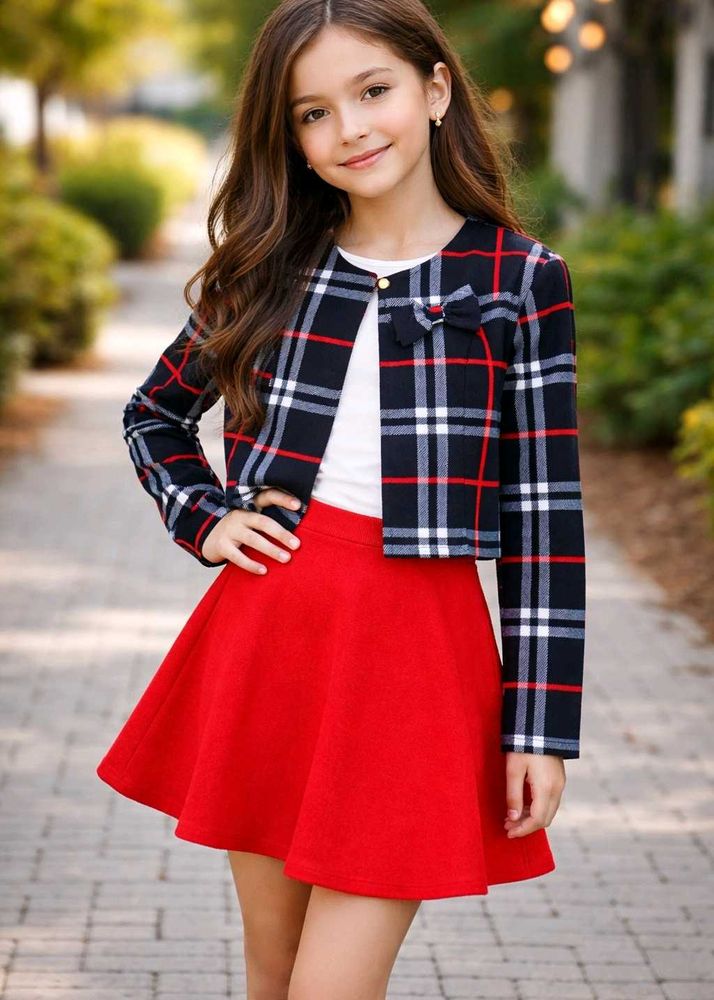 Plaid Jacket &amp; Red Skirt Set (unused)