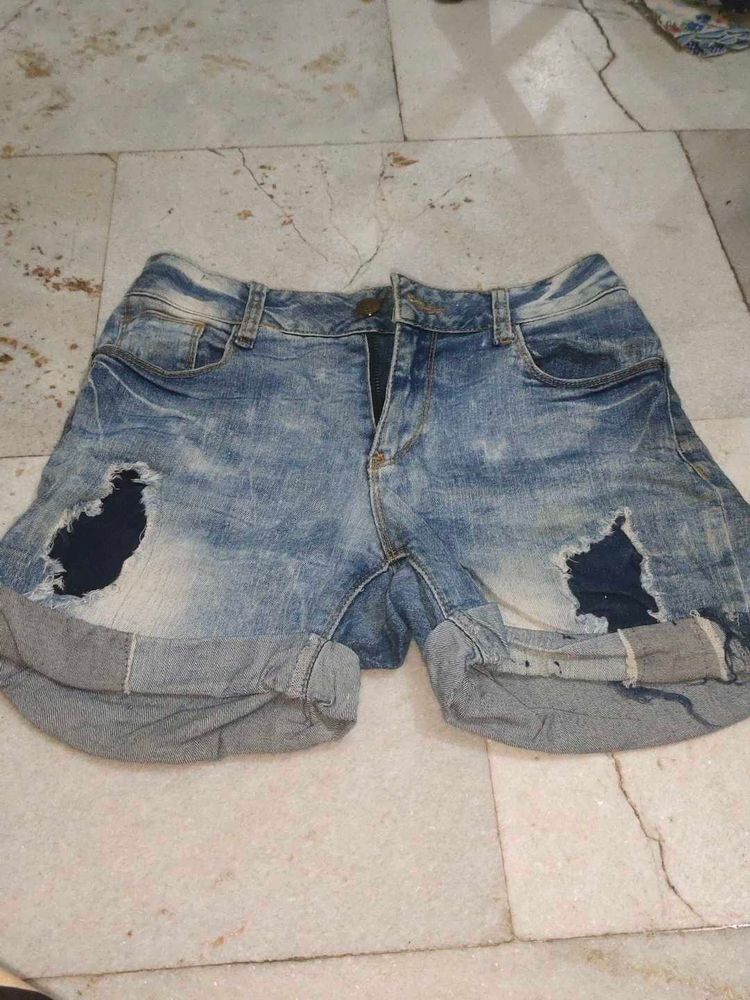Distressed Denim Shorts