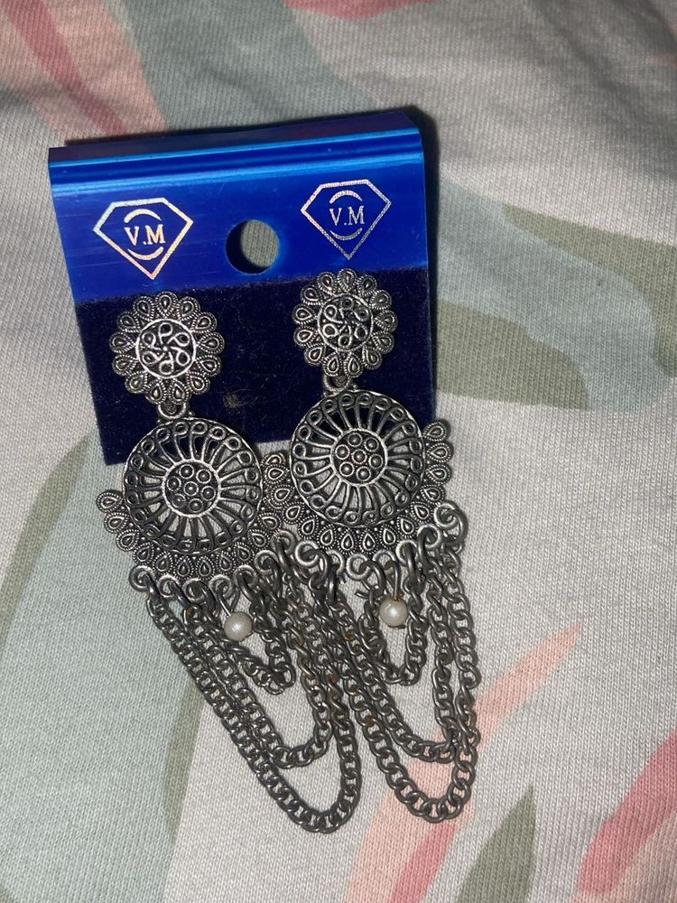 Bohemian Oxidized Jhumka Earrings