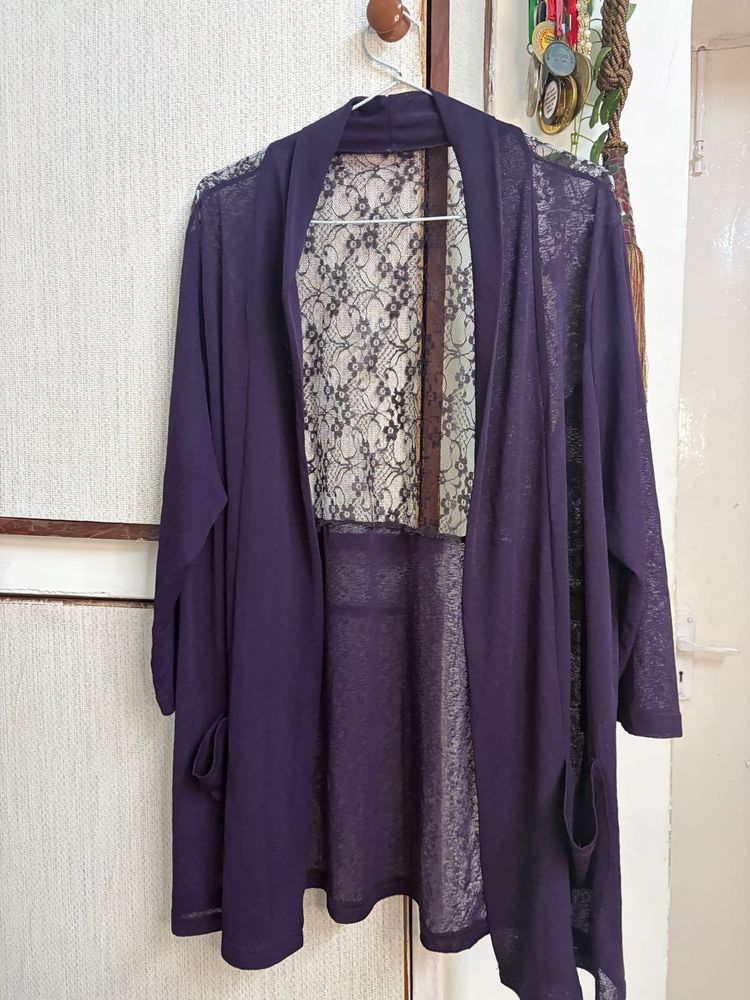 Purple Lace Detail Cardigan