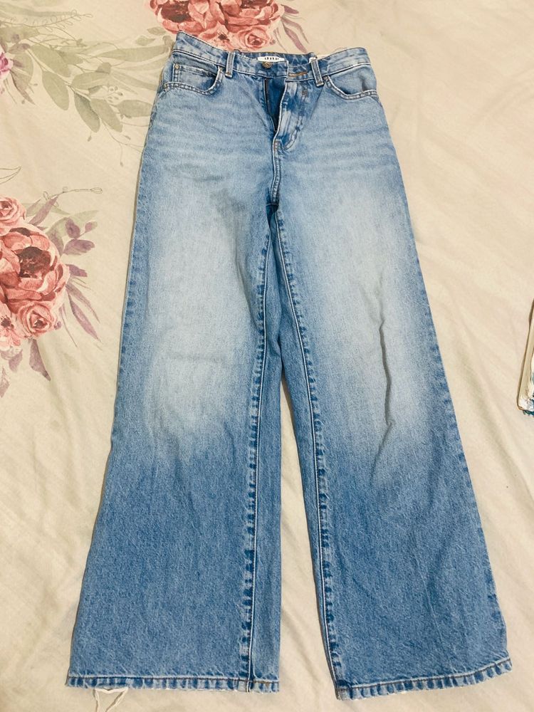 SPYKAR Stylish Wide Leg Light Wash Jeans