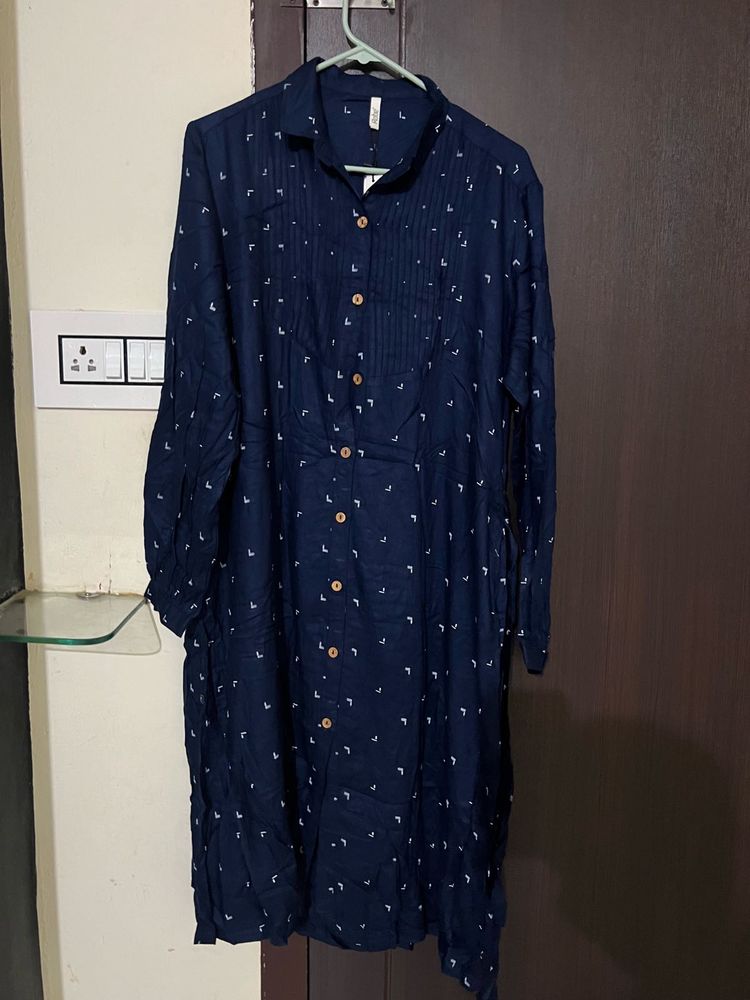 Elegant Navy Blue Printed Kurta