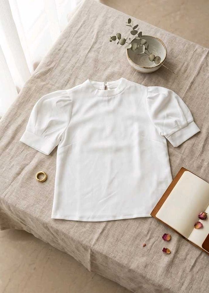 White Puff Sleeve Top