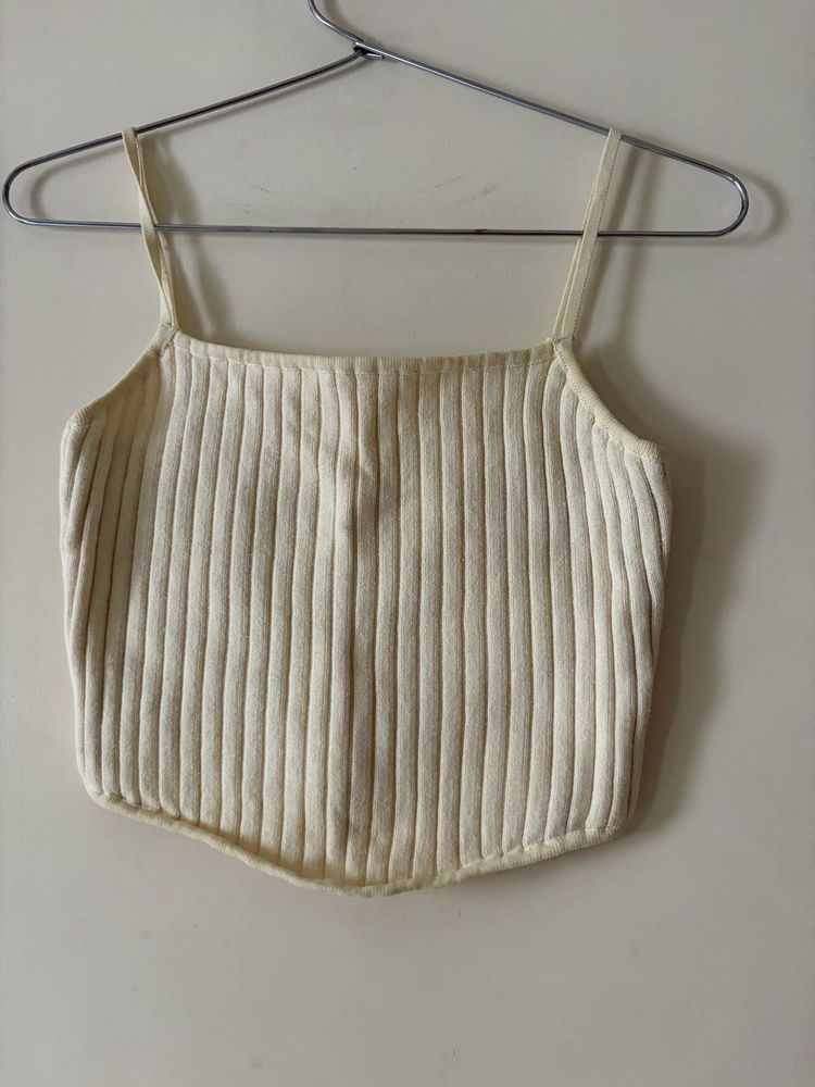 Cream Ribbed Knit Camisole