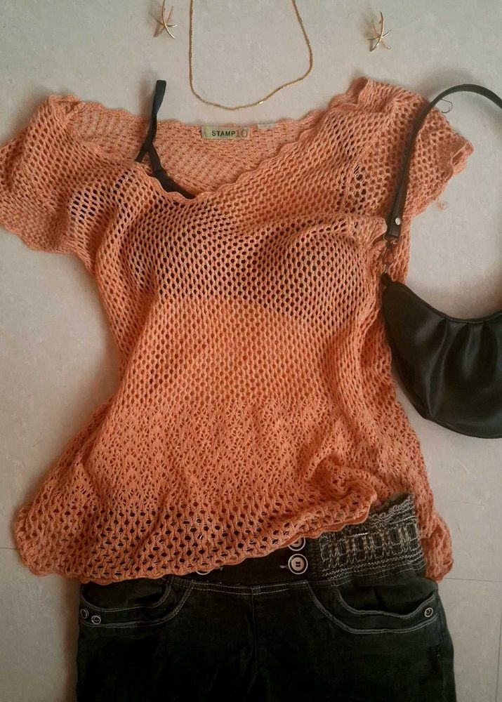 Peach Knit Top