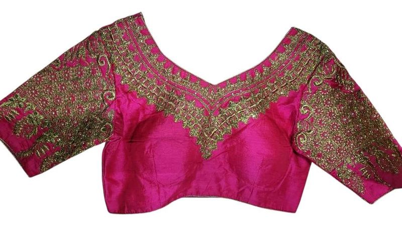 Women's Pink Embroidered Saree Blouse – Heavy Work