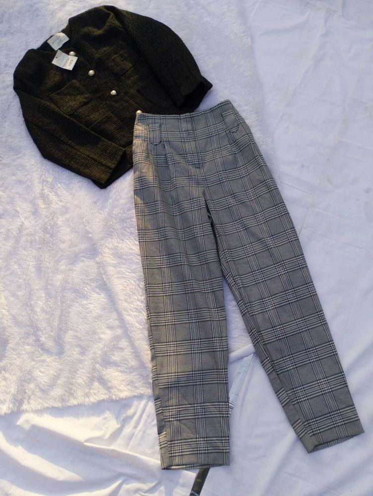 ⭐Free Delivery Checked Blazer &amp; Pants Set⭐