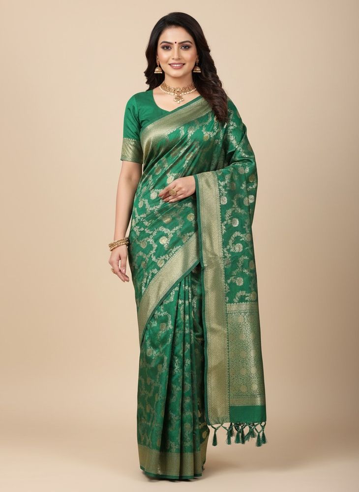 Beautiful Green Saree with Tassels
