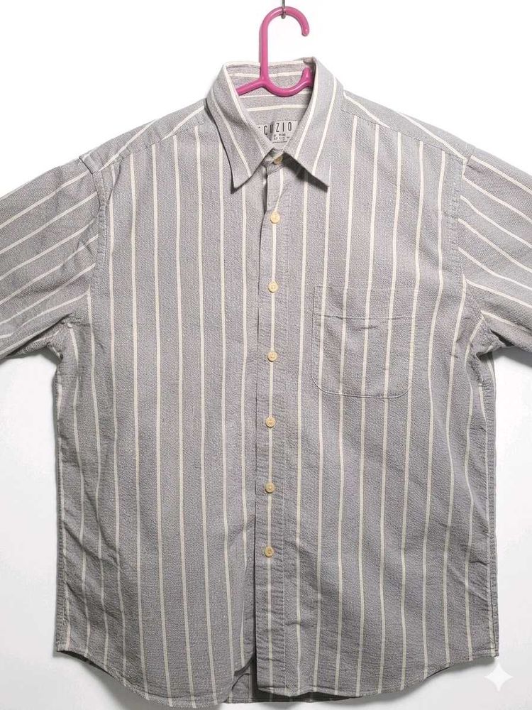 Men's Striped Button-Up Shirt
