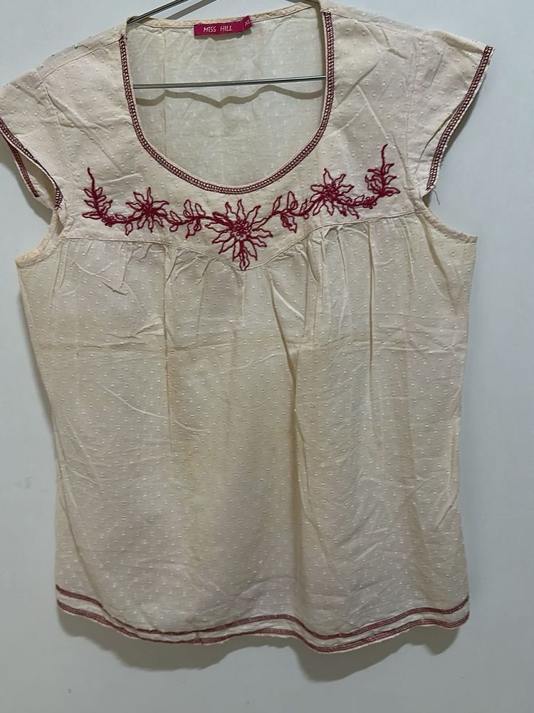 Embroidered Pink Top