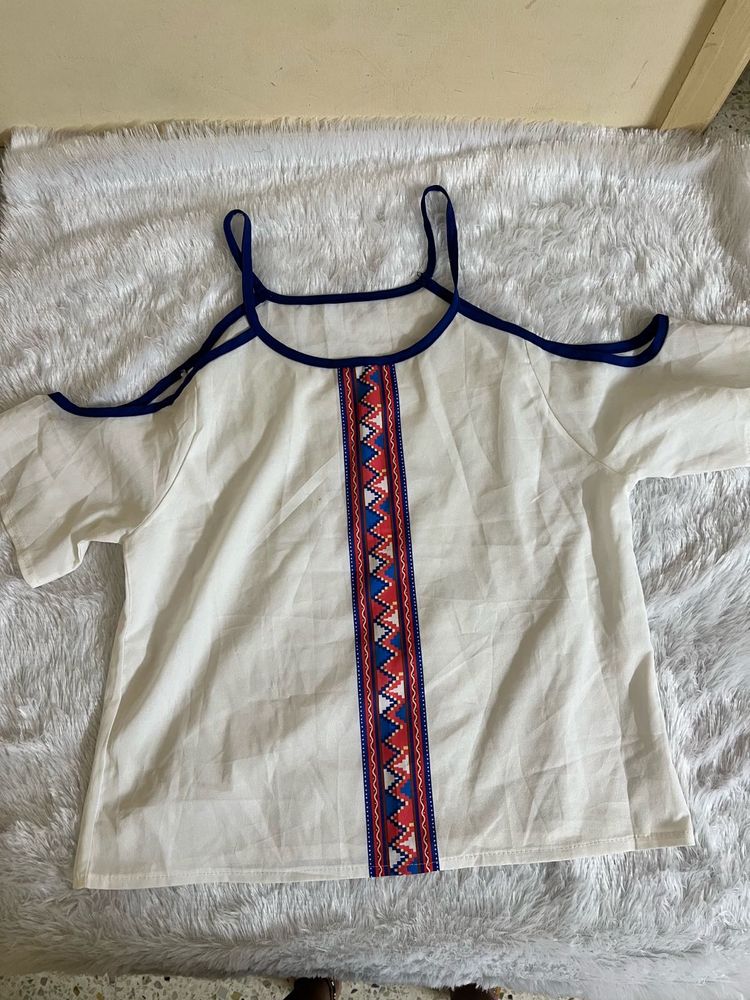Stylish White Cold Shoulder Top