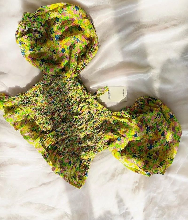 Smocked Puff Sleeve Floral Top
