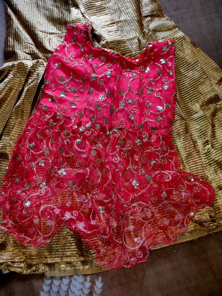 Pink &amp; Gold Embellished Party Top