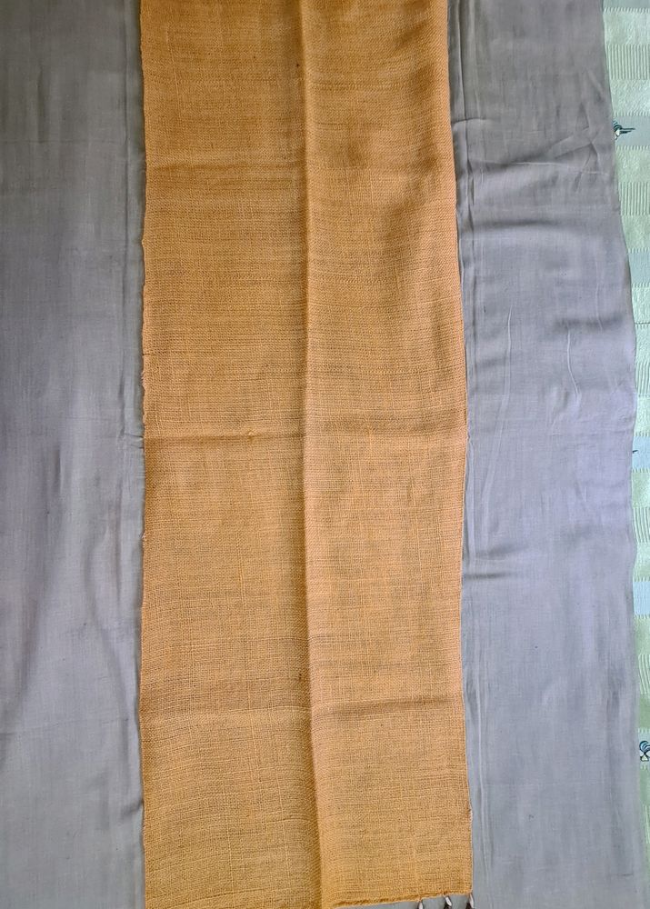 Beige Cotton Dupatta with Mustard jute Panel