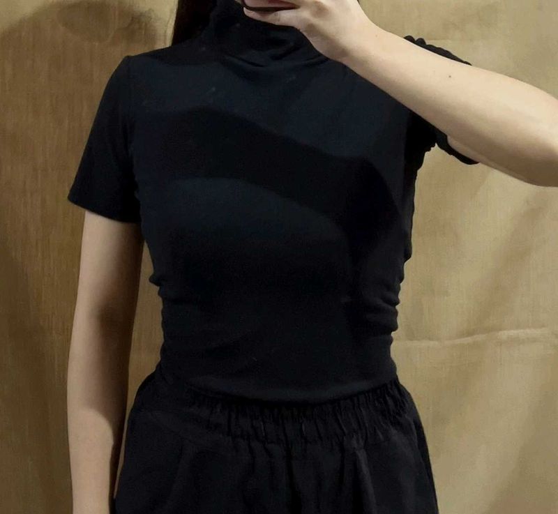Black Turtleneck T-Shirt