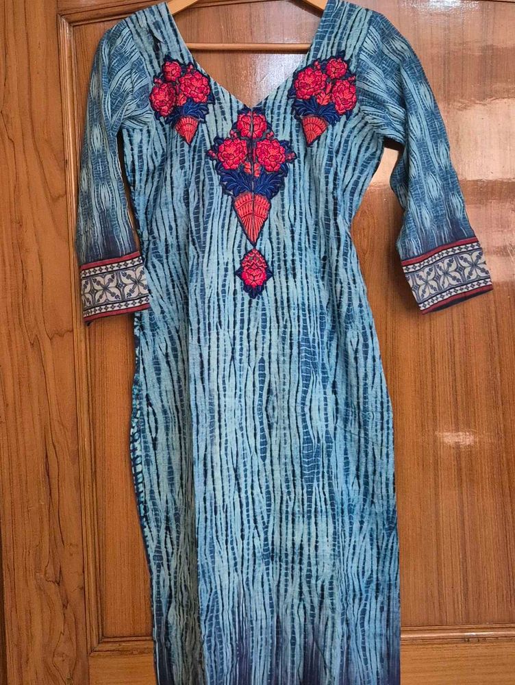 2 blue kurta bottom dupatta