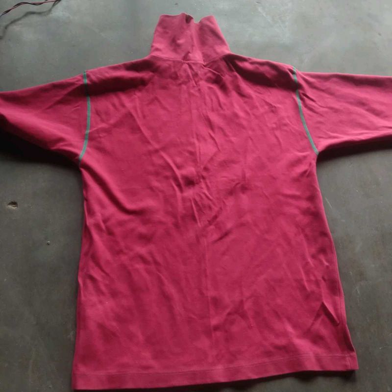 Maroon High Neck T-shirt