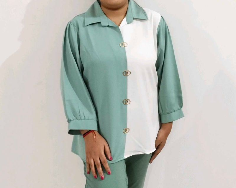 Colorblock Button-Down Shirt