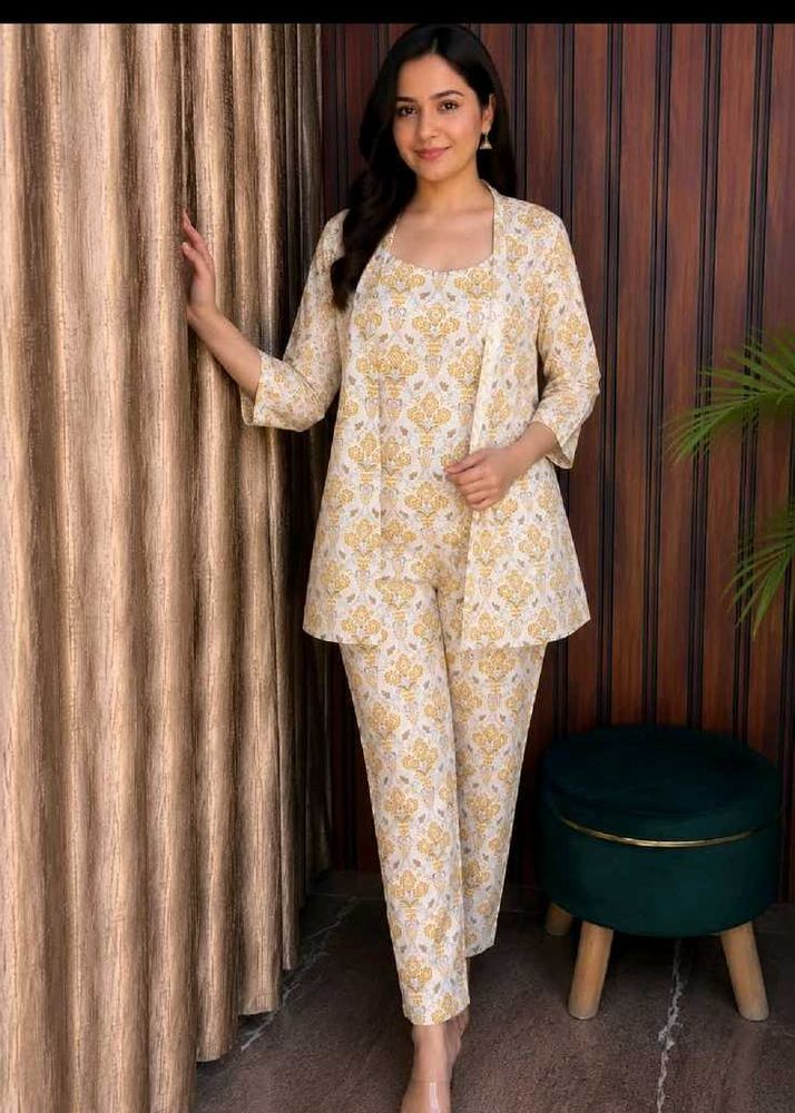 Elegant Printed Kurta Set with blazer
