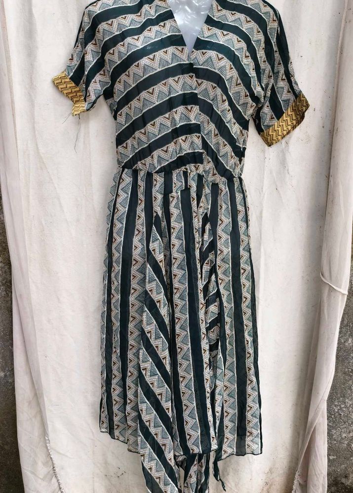 Boho Geometric Print Midi Dress