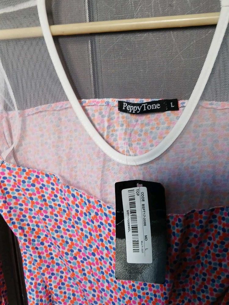 Colourful Print Bodysuit with Long Flared Sleeves