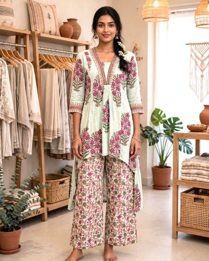 Beautiful Floral Print Kurta Set