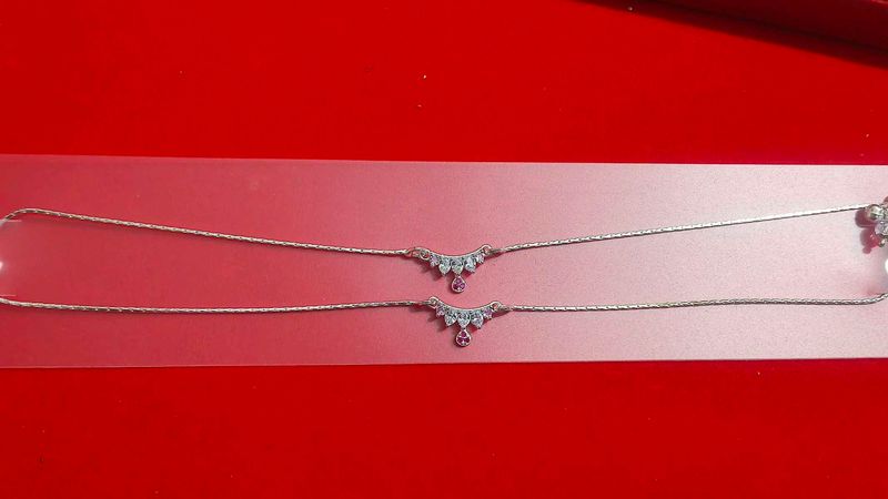 Delicate Anklets with Crystal Accents pure silver