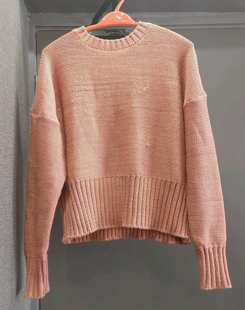 Pink Knit Cropped Sweater Jumper